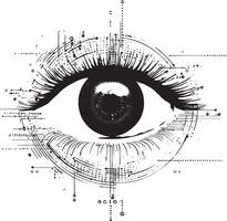 Eye AI vision or image recognition icon black illustration vector