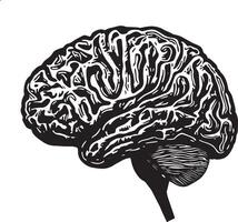 Simple brain silhouette in black style representing AI. vector