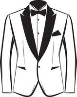 Tuxedo icon in a minimalist black silhouette design. vector