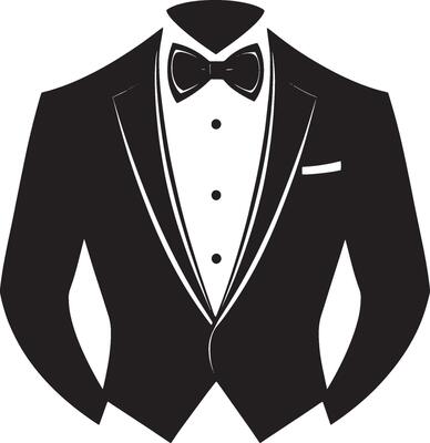 Black illustration of a tuxedo silhouette.