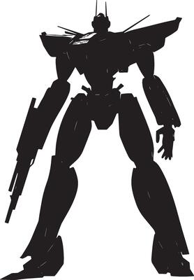 Robot simple silhouette black illustration
