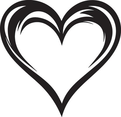 Simple heart silhouette in black style.