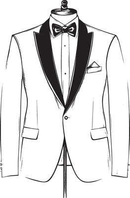 Groom's Suit Outline Designed in Black