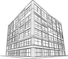 Building outline black illustration vector