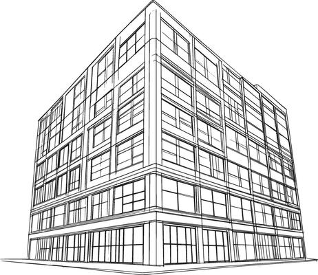 Building outline black illustration
