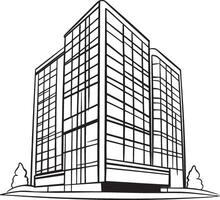 Black drawing of a building outline. vector