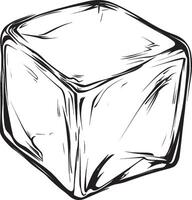 Black illustration of an ice cube outline. vector