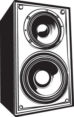 Black illustration of a speaker outline.