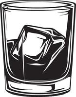 Black drawing of a whiskey glass shape. vector