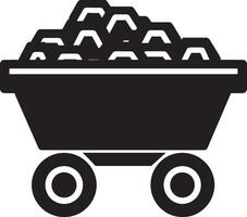 Mining cart symbol in black design. vector