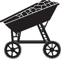 Mining Cart simple silhouette black illustration vector