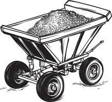 Mining Cart outline black illustration vector