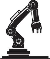Black drawing of an industrial robot shape. vector