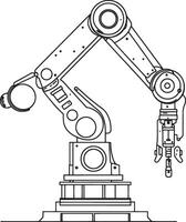 Industrial robot outline in black design. vector