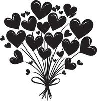 a bouquet of hearts with a bow on a white background vector