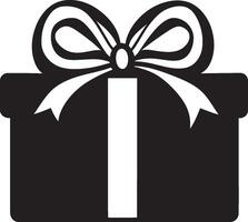 black and white gift box with bow on white background vector