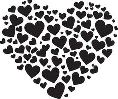 a black and white heart shape is shown with many hearts vector