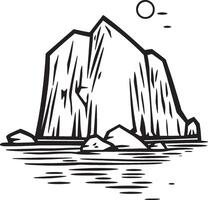 rocky island in the ocean illustration vector