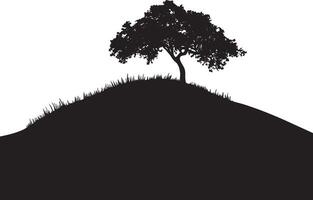 silhouette of a tree on a hill vector