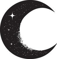 a black and white crescent with stars on it vector