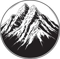 mountain range in a circle, black and white vector