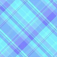 Factory texture pattern textile, sale background check. Lady tartan fabric seamless plaid in blue and cyan colors. vector