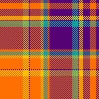 Vibrant plaid pattern in bold orange, purple, teal, and yellow. Perfect for textile design, fallthemed projects, or adding a pop of color to websites and presentations. vector