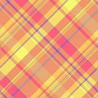 Traditional tartan check, garment seamless textile texture. Delicate fabric background pattern plaid in red and amber colors. vector