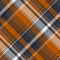 Deluxe plaid tartan textile, picnic fabric background . Mesh seamless pattern check texture in dark and orange colors. vector