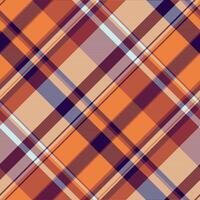 Hipster seamless texture tartan, cotton textile pattern background. Flooring plaid fabric check in orange and light colors. vector