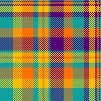 Vibrant plaid pattern in bold, summery colors. Perfect for textile design, fashion, websites, and social media. This cheerful, highresolution image offers a seamless repeat for various applications. vector
