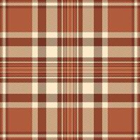 Rural tartan textile check, styled fabric seamless texture. Famous plaid pattern background in orange and red colors. vector