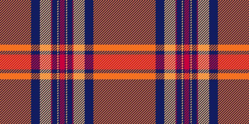 Domestic check tartan fabric, layered pattern texture. Canvas textile plaid seamless background in orange and blue colors.