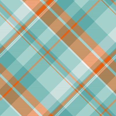 Teen fabric check plaid, fuzzy pattern seamless tartan. Chequered texture background textile in light and teal colors.