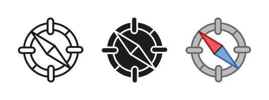 Compass icon. Navigation tool illustration. Directional guide symbol. Outdoor exploration sign. Travel wayfinding concept. Hiking orientation graphic. vector
