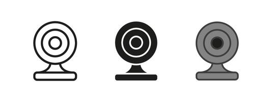 Webcam icon. Digital communication illustration. Online streaming device symbol. Internet chat call sign. Secure surveillance connection concept. Network lens graphic. vector