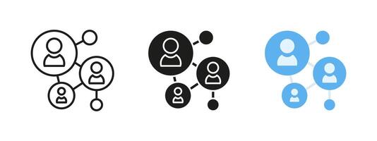 Social network icon. Online connection illustration. Community people communication symbol. Digital media interaction sign. Web relationship teamwork concept. vector
