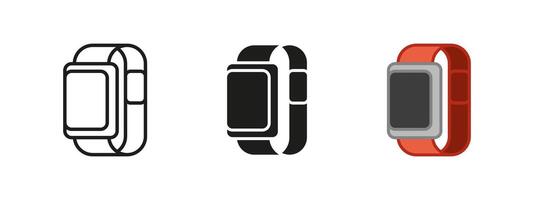 Smartwatch icon. Wearable technology illustration. Digital wrist device symbol. Fitness tracker sign. Mobile app connectivity concept. Modern time monitor graphic. vector