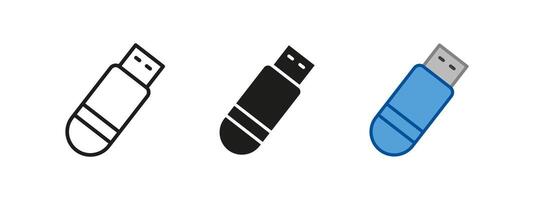 USB flash drive icon. Portable data storage illustration. Digital memory device symbol. Electronic transfer sign. Secure hardware connection concept. Tech gadget graphic. vector