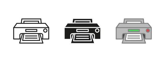 Printer icon. Office document printing illustration. Digital paper output symbol. Business technology sign. Inkjet and laser device concept. Workplace electronics graphic. vector