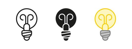 Light bulb icon. Energy-efficient lamp illustration. Electric power illumination symbol. Innovation and inspiration sign. Incandescent filament pictogram. Brightness and creativity concept. vector
