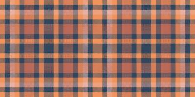 Real fabric textile , sensual plaid background check. Cloth seamless texture tartan pattern in cyan and orange colors. vector