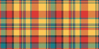 Warmth textile texture , equal plaid check tartan. Mix background seamless pattern fabric in amber and red colors. vector