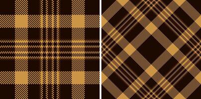 Texture textile of check fabric tartan with a seamless plaid background pattern. Set in coffee colors for fashion trends for every season and holiday. vector