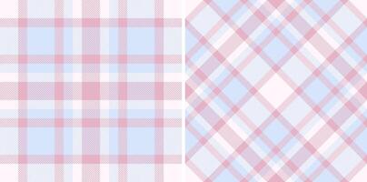 Textile fabric plaid of tartan pattern seamless with a background texture check. Set in pastel colors. Fashion repeat patterns in clothing. vector