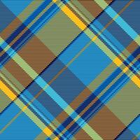 Antique check pattern background, hounds tooth fabric seamless. Romance tartan plaid textile texture in cyan and amber colors. vector