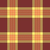 Warmth textile background fabric, textured tartan texture plaid. Vogue seamless pattern check in red and yellow colors. vector
