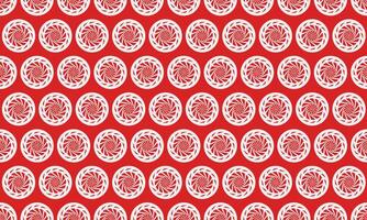 Vibrant red background featuring a repeating pattern of white, swirling circular motifs. Perfect for textile design, website backgrounds, or any project needing a bold, geometric aesthetic. vector