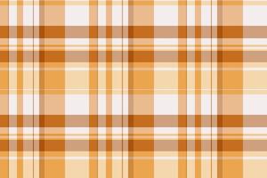 Irish check seamless, gift paper pattern fabric texture. Pretty tartan background plaid textile in orange and light colors. vector