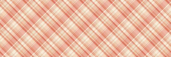 Linear seamless textile , table cloth pattern tartan fabric. Exotic texture plaid background check in light and orange colors. vector